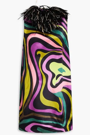 Puccini Fringed printed satin mini dress - - IT 42