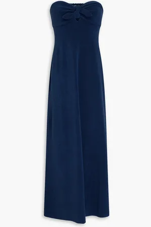 ZIMMERMANN Strapless cutout cotton-blend terry midi dress - Blue - 00