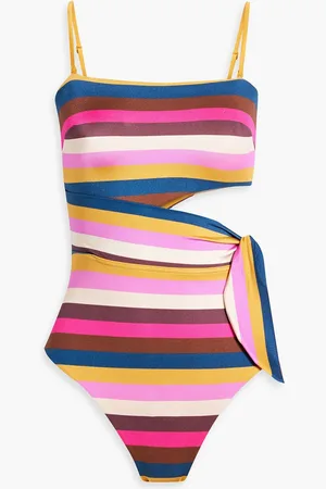 ZIMMERMANN Cutout striped swimsuit - - 1