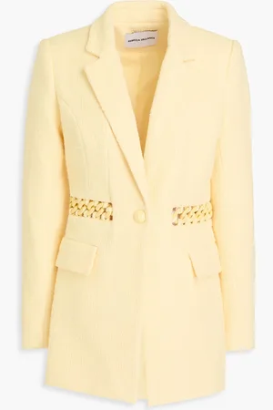 Rebecca Vallance Claire chain-embellished bouclé-tweed blazer - Yellow - UK 14