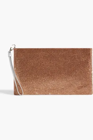 Judith Leiber Crystal-embellished satin pouch - Metallic - OneSize