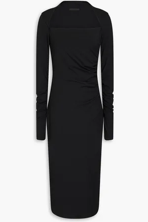 Helmut Lang Ruched stretch-jersey midi dress - - XS