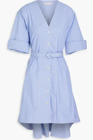PALMER / HARDING Reset striped cotton-poplin mini dress - Blue - UK 12