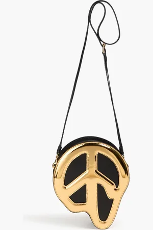 Moschino Morphed Peace metallic leather cross-body bag - Metallic - OneSize