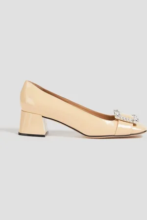 Sergio Rossi Crystal-embellished patent-leather pumps - White - EU 35