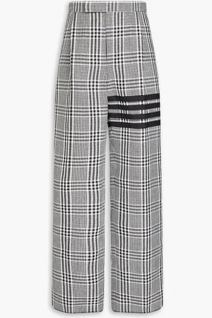 Thom Browne Pleated striped checked linen pants - - 3