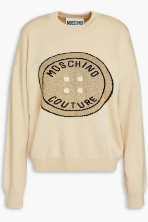 Moschino Metallic intarsia wool sweater - Neutral - IT 46