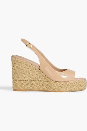 Stuart Weitzman Island patent-leather slingback espadrille wedge sandals - - EU 37.5