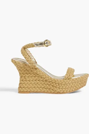 Stuart Weitzman Brada metallic jute espadrille wedge sandals - Neutral - EU 38