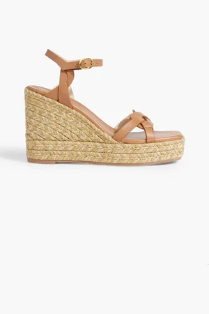 Stuart Weitzman Braida Max leather espadrille wedge sandals - Brown - EU 40