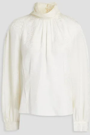 Frame Leopard-print silk-satin jacquard blouse - White - XS
