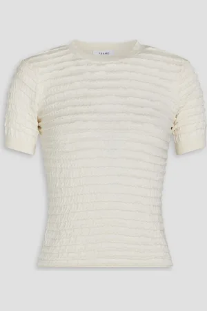 Frame Cropped ribbed cotton-blend top - White - XXS