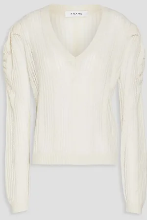 Frame Pointelle-knit cashmere sweater - White - L