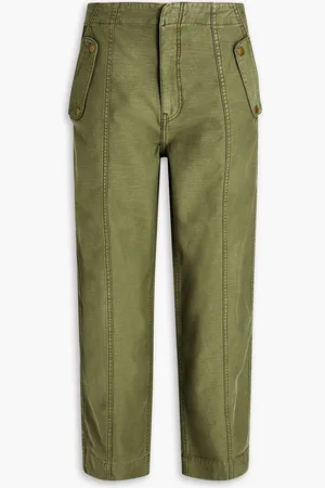 Frame Utility Barrel cotton-canvas wide-leg pants - Green - 27