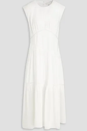 Frame Lace-trimmed linen-blend seersucker midi dress - - XS