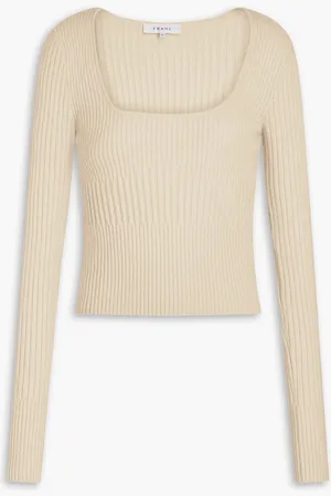 Frame Ribbed cashmere-blend sweater - Neutral - M