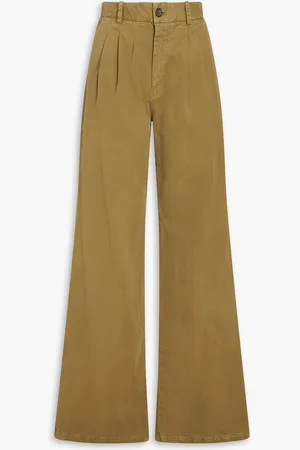 NILI LOTAN Flavie stretch-cotton twill wide-leg pants - Green - US 2