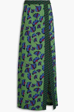 Diane von Furstenberg Printed crepe maxi skirt - Green - US 2