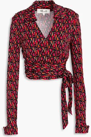 Diane von Furstenberg Bobbie printed jersey wrap top - Pink - XXS
