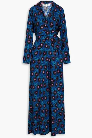 Diane von Furstenberg Piper floral-print crepe wide-leg jumpsuit - Blue - US 4