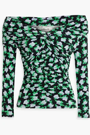 Diane von Furstenberg Leia off-the-shoulder floral-print stretch-jersey top - - XS