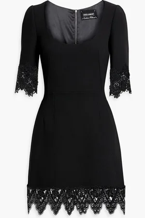 Dolce & Gabbana Guipure lace-trimmed wool-blend crepe mini dress - - IT 38