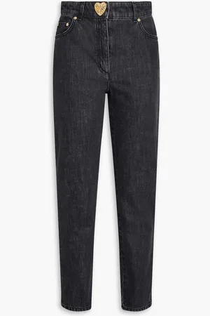 Moschino Button-embellished high-rise slim-leg jeans - Gray - IT 36