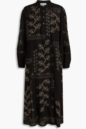 Antik Batik Oriane metallic embroidered cotton-gauze midi dress - - FR 40