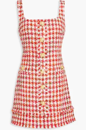 Cara Cara Evora fringed gingham tweed mini dress - - US 14