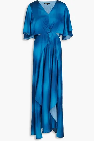 Maje Wrap-effect tie-dyed satin maxi dress - - FR 34