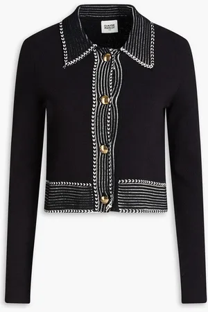 Claudie Pierlot Topstitched bouclé-knit cardigan - Blue - 3