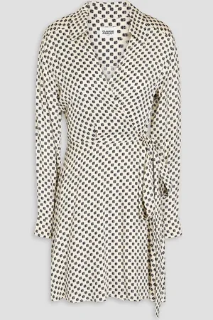 Claudie Pierlot Printed twill mini wrap dress - White - FR 40