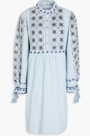 Antik Batik Joana embellished cotton mini dress - Blue - FR 38