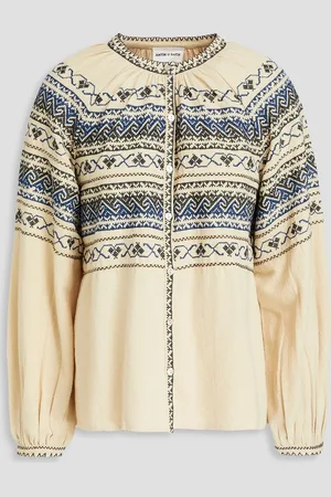 Antik Batik Luna embroidered cotton blouse - White - FR 40