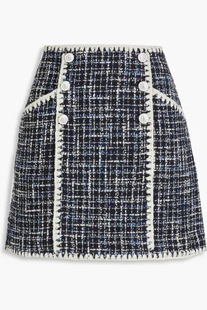 VERONICA BEARD Medford embellished cotton-blend tweed mini skirt - Blue - US 6
