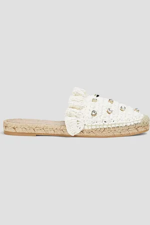 RED(V) Crystal-embellished faux raffia espadrilles - - EU 37