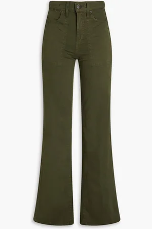 VERONICA BEARD Crosbie cotton-blend twill flared pants - Green - 23
