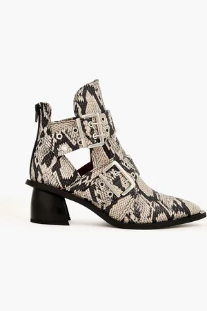 Ganni Snake-effect ankle boots - - EU 36