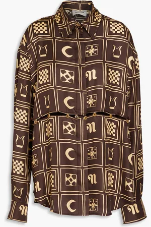 Nanushka Printed silk-twill shirt - Brown - L