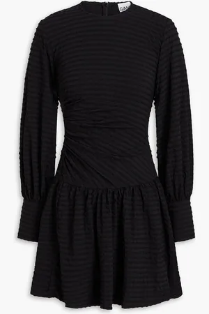 Ganni Ruched stretch-seersucker mini dress - - DE 32