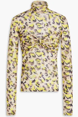 Nanushka Knotted leopard-print jersey turtleneck top - - L