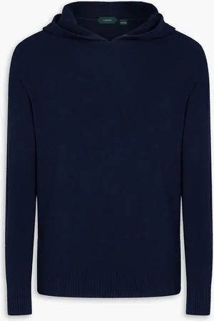 SLOWEAR Zanone bouclé-knit cotton-blend hoodie - Blue - IT 54