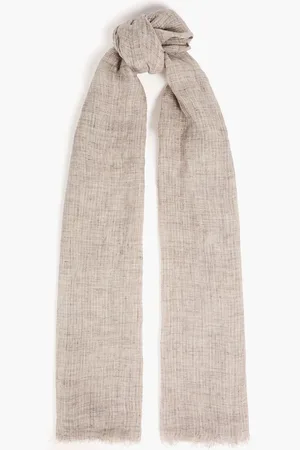 Brunello Cucinelli Frayed metallic linen-blend gauze scarf - Neutral - OneSize