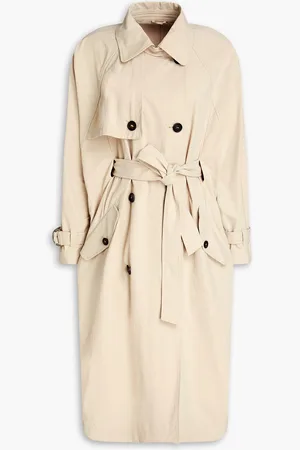 Brunello Cucinelli Bead-embellished canvas trench coat - Neutral - IT 38