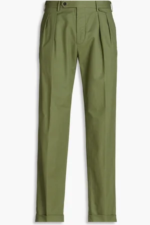 SLOWEAR Incotex pleated stretch-cotton pants - Green - IT 54
