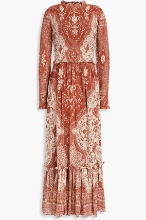 Cara Cara Ruffle-trimmed floral-print georgette midi dress - Red - L
