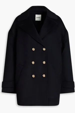 Sandro Double-breasted wool-felt coat - Blue - FR 40