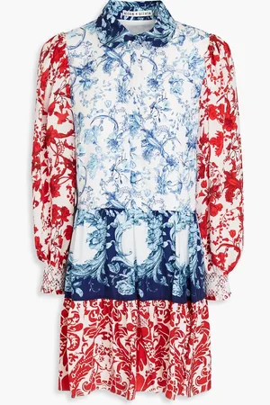 ALICE+OLIVIA Alice Olivia - Paulie printed cupro mini shirt dress - Blue - XS