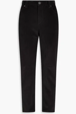 Brunello Cucinelli Cropped bead-embellished cotton-blend corduroy straight-leg pants - - IT 38