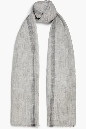 Brunello Cucinelli Striped metallic gauze scarf - Gray - OneSize